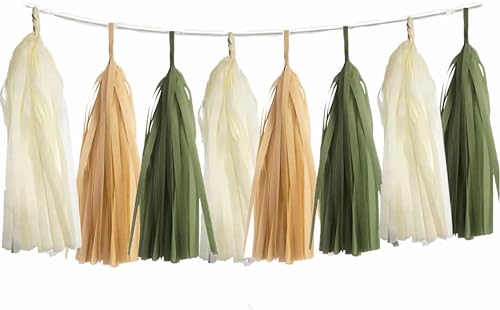 15 Stück DIY Seidenquasten Girlande Olivgrün Kraft Hellbraun Creme Neutral Party Banner für Grün Safari Dschungel Wald Baby Shower Camp Junggesellinnenabschied Brautdusche Geburtstag Kinderzimmer 15 Stück DIY Seidenquasten Girlande Olivgrün Kraft Hellbraun Creme Neutral Party Banner für Grün Safari Dschungel Wald Baby Shower Camp Junggesellinnenabschied Brautdusche Geburtstag Kinderzimmer von ALLHEARTDESIRES