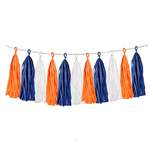 15 Stück Orange Marineblau Weiß DIY Party Quaste Girlande Papier Banner Luftschlangen Hintergrund für Abschlussfeier Astros Geburtstag Hochzeit Babyparty Kinderzimmer Klassenzimmer Girlande Quaste von ALLHEARTDESIRES