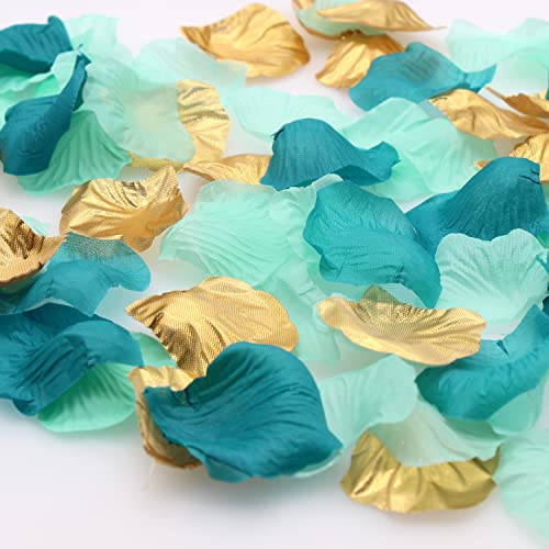 900 Stück Rosenblüten aus Seide, Blaugrün/Minzgold gemischt, Party-Konfetti, Tischstreusel, Meerjungfrau, Babyparty, Hochzeit, Tafelaufsatz, Gastgeschenk, Vasenfüller, Gangdekoration 900 Stück Rosenblüten aus Seide, Blaugrün/Minzgold gemischt, Party-Konfetti, Tischstreusel, Meerjungfrau, Babyparty, Hochzeit, Tafelaufsatz, Gastgeschenk, Vasenfüller, Gangdekoration von ALLHEARTDESIRES