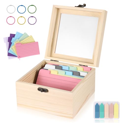 ALLOMN Rezeptbox aus Holz mit Karten, Rezeptorganisationsboxen aus Holz, leere Rezeptboxen mit 300 Stück, 3 x 5 Karten, Küchenrezepte, Kartenbox-Set für Mutter, Ehefrau, Kochen, Hochzeit, Jahrestag ALLOMN Rezeptbox aus Holz mit Karten, Rezeptorganisationsboxen aus Holz, leere Rezeptboxen mit 300 Stück, 3 x 5 Karten, Küchenrezepte, Kartenbox-Set für Mutter, Ehefrau, Kochen, Hochzeit, Jahrestag von ALLOMN