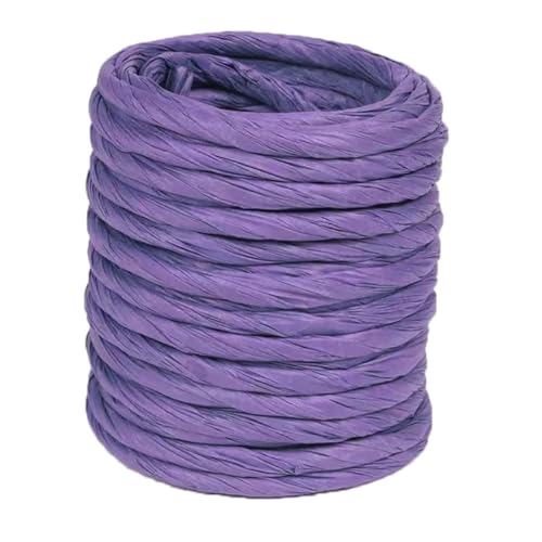 ALLWSLucky 12M Naturbast Papierband, 4mm Bast Raffia Natur Papierschnur, Raffiabast Papierband für DIY, Raffia Garn Bastband für Geschenkverpackung, Weben, Dekoration und Gärtnern (Lila) von ALLWSLucky