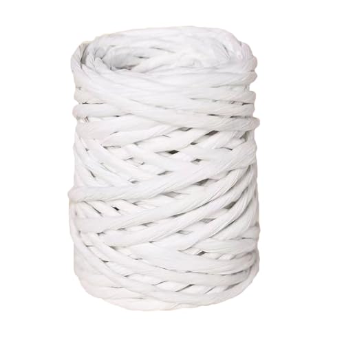 ALLWSLucky 12M Naturbast Papierband, 4mm Bast Raffia Natur Papierschnur, Raffiabast Papierband für DIY, Raffia Garn Bastband für Geschenkverpackung, Weben, Dekoration und Gärtnern (Wit) von ALLWSLucky