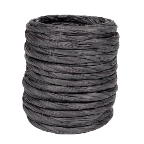ALLWSLucky 12M Naturbast Papierband, 4mm Bast Raffia Natur Papierschnur, Raffiabast Papierband für DIY, Raffia Garn Bastband für Geschenkverpackung, Weben, Dekoration und Gärtnern (Zwart) von ALLWSLucky