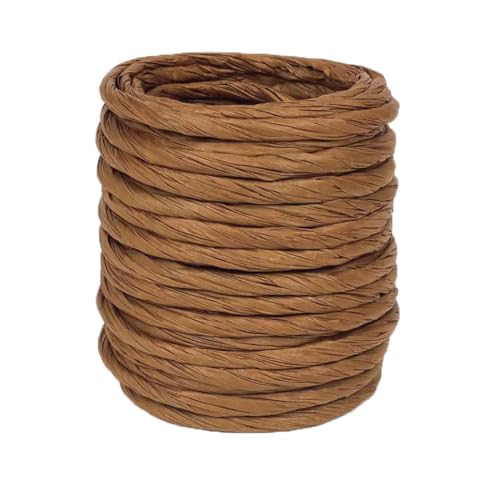 ALLWSLucky 12M Naturbast Papierband, Ø4mm Bast Raffia Natur Papierschnur, Raffiabast Papierband für DIY, Raffia Garn Bastband für Geschenkverpackung, Weben, Dekoration und Gärtnern (Kaffee) von ALLWSLucky