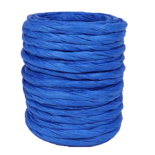 ALLWSLucky 12M Naturbast Papierband, Ø4mm Bast Raffia Natur Papierschnur, Raffiabast Papierband für DIY, Raffia Garn Bastband für Geschenkverpackung, Weben, Dekoration und Gärtnern (Königsblau) von ALLWSLucky