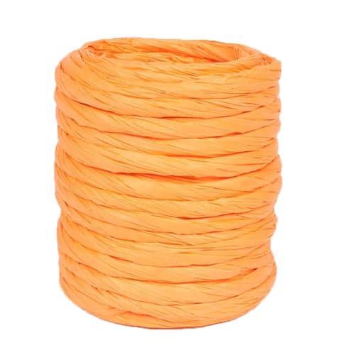 ALLWSLucky 12M Naturbast Papierband, Ø4mm Bast Raffia Natur Papierschnur, Raffiabast Papierband für DIY, Raffia Garn Bastband für Geschenkverpackung, Weben, Dekoration und Gärtnern (Orange) von ALLWSLucky