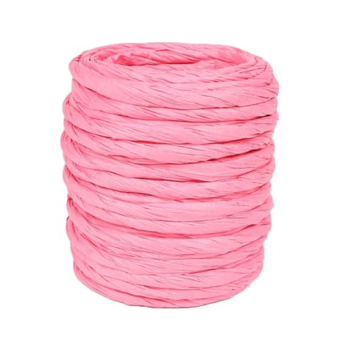 ALLWSLucky 12M Naturbast Papierband, Ø4mm Bast Raffia Natur Papierschnur, Raffiabast Papierband für DIY, Raffia Garn Bastband für Geschenkverpackung, Weben, Dekoration und Gärtnern (Rosa) von ALLWSLucky