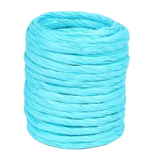 ALLWSLucky 12M Naturbast Papierband, Ø4mm Bast Raffia Natur Papierschnur, Raffiabast Papierband für DIY, Raffia Garn Bastband für Geschenkverpackung, Weben, Dekoration und Gärtnern (Seeblau) von ALLWSLucky