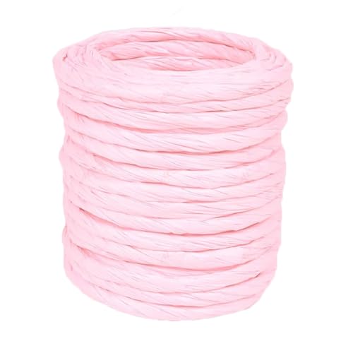 Bast-Papierband, 4 mm Papierschnur, bunt, gedrehtes Papierband, Geschenkband für Bastelarbeiten, Blumenkorb, Geschenkverpackungen, Party-Dekoration (Hellrosa) von ALLWSLucky