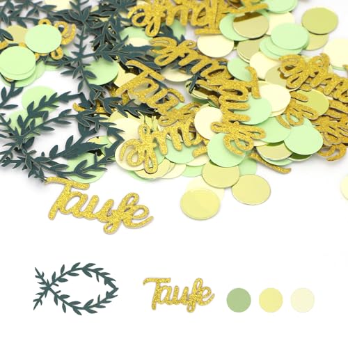 ALLY-MAGIC 100 Stück Taufe Deko, Fischförmige, Grün-Goldene Papierconfetti, Perfekt für Taufe, Kommunion & Babyparty von ALLY-MAGIC