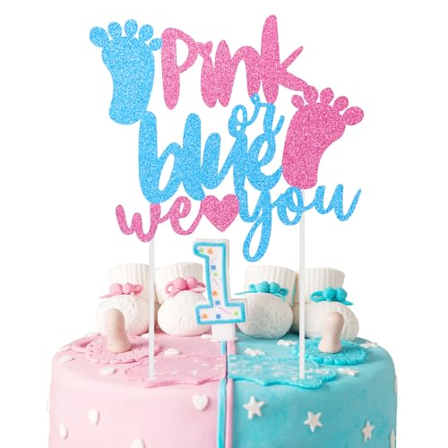 A4SGFLCP Tortenaufsatz mit Aufschrift "We Love You", glitzernder Tortenaufsatz für Jungen oder Mädchen, mit Fußabdruck, für Babyparty, Kinder, Jungen, Mädchen, Geburtstagsparty, Dekoration von ALLY-MAGIC