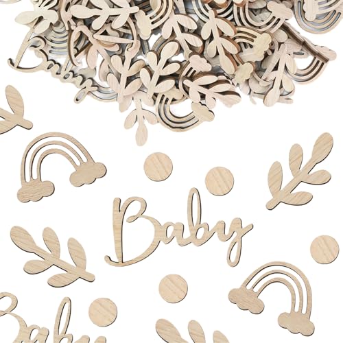 ALLY-MAGIC Babyparty Deko, Babyshowerparty Deko, 100 Stück Babyparty Konfetti Tischdeko mit Baby Regenbogen Salbeiblatt Punkt Mustern für Gender Reveal Party Babyshower Geburtstag Party E25-YEXZZS von ALLY-MAGIC