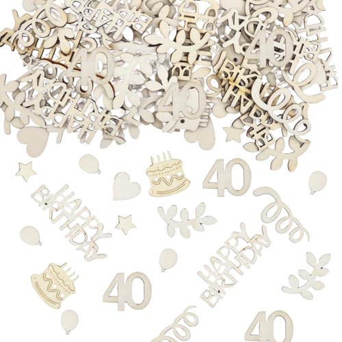 ALLY-MAGIC Holz Konfetti Geburtstag Deko, Streudeko Tischdeko Geburtsta, 120 Stück Tischdeko 40 Geburtstags Deko Confetti, Konfetti zum Geburtstagsdeko E9SRSZMP (40) von ALLY-MAGIC