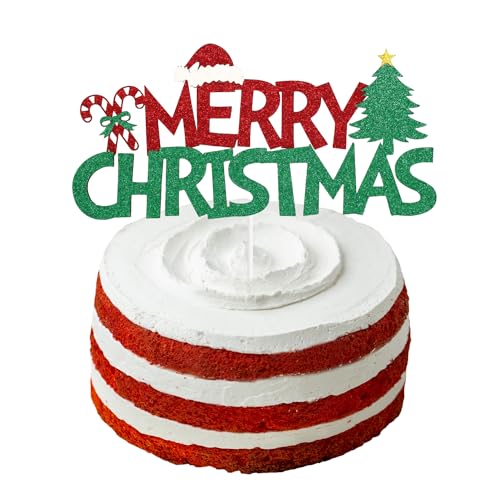 ALLY-MAGIC Merry Christmas Cupcake Toppers Red Christmas Cake Toppers Toothpick Flags for Christmas Cake Decorations Christmas Party Holiday Supplies Y9SDKLCP von ALLY-MAGIC