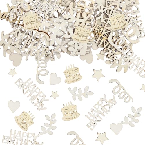 ALLY-MAGIC Streudeko Tischdeko Geburtstag, Holz Konfetti Geburtstag Deko, Happy Birthday Konfetti, 100 Stück Streudeko Holz für Frau Mann, Confetti für Geburtstagsdeko Tisch E25-SRMZWCZX von ALLY-MAGIC
