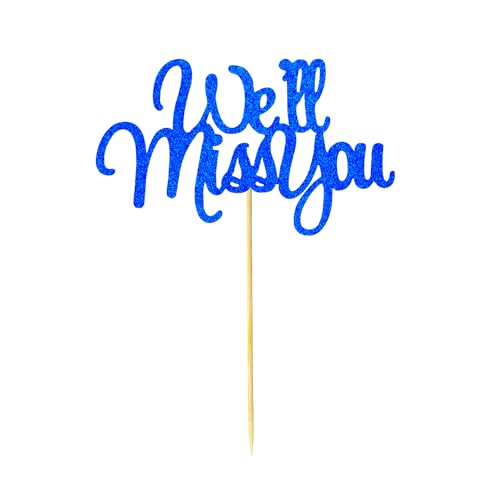 ALLY-MAGIC Tortenaufsatz mit Aufschrift "We Will Miss You", glitzernd, rot, Herzform, Glück, Kuchendekoration, Ruhestand, Party, Kuchendekoration, Gold, Y9-HXNDGCP (blau) von ALLY-MAGIC