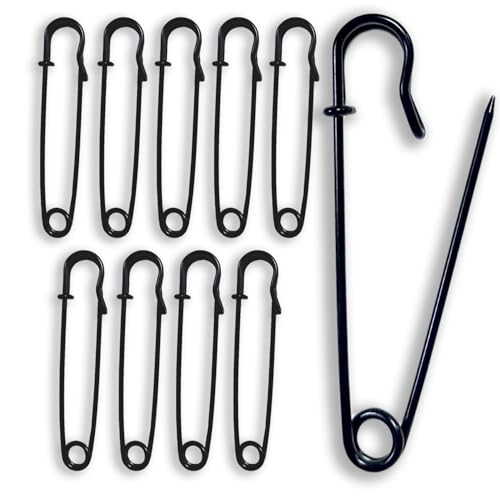 ALLY-MAGIC Y11HSDBZ-75 mm große Sicherheitsnadeln aus Metall, Stahl, starke Sicherheitsnadeln für Kleidung, dicken Stoff, Decken, Schwarz, 10 Stück ALLY-MAGIC Y11HSDBZ-75 mm große Sicherheitsnadeln aus Metall, Stahl, starke Sicherheitsnadeln für Kleidung, dicken Stoff, Decken, Schwarz, 10 Stück von ALLY-MAGIC