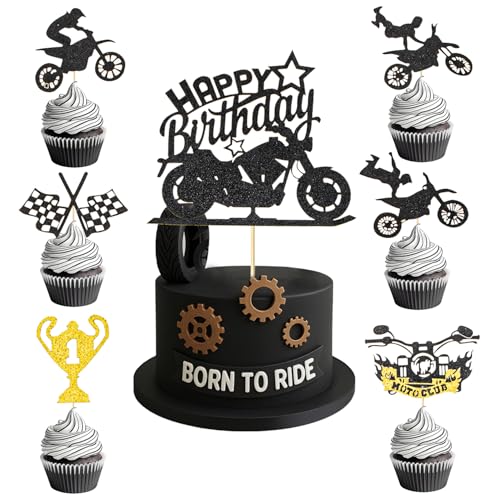 ALLY-MAGIC Y11MTCSRCP Motorrad-Geburtstagskuchenaufsätze, 13 Stück, schwarzer Glitzer, Motocross-Party, Cupcake-Topper für Sport, Motocross-Thema, Jungen, Geburtstagsparty, Kuchendekorationen, Zubehör ALLY-MAGIC Y11MTCSRCP Motorrad-Geburtstagskuchenaufsätze, 13 Stück, schwarzer Glitzer, Motocross-Party, Cupcake-Topper für Sport, Motocross-Thema, Jungen, Geburtstagsparty, Kuchendekorationen, Zubehör von ALLY-MAGIC