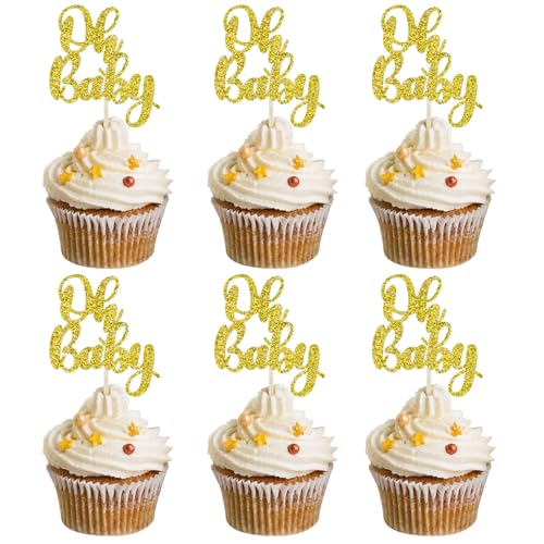 ALLY-MAGIC Y4BBCP Cupcake-Topper mit Aufschrift "Oh Baby", glitzernd, für Babyparty, Kindergeburtstag, 24 Stück ALLY-MAGIC Y4BBCP Cupcake-Topper mit Aufschrift "Oh Baby", glitzernd, für Babyparty, Kindergeburtstag, 24 Stück von ALLY-MAGIC