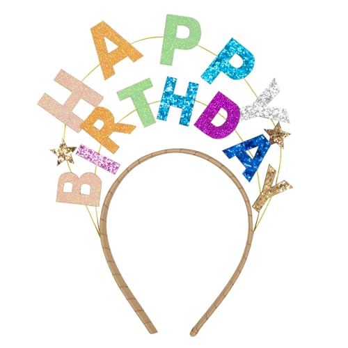 ALLY-MAGIC Y4LTCSFG Geburtstags-Stirnband, buntes Happy Birthday-Stirnband, Geburtstags-Tiara für Frauen und Mädchen, Pailletten, Geburtstagskrone, Partyhüte, Haarschmuck, Geschenke, von ALLY-MAGIC