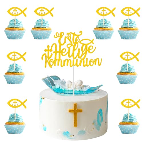 Erste Heilige Kommunion Tortendeko 9 Stück Glitzer Kommunion Cake Topper Fische Cupcake Toppers Taufe Tortenaufsatz für Junge und Mädchen Kommunion Taufe Konfirmation Kuchen Deko E7JSSCCP Erste Heilige Kommunion Tortendeko 9 Stück Glitzer Kommunion Cake Topper Fische Cupcake Toppers Taufe Tortenaufsatz für Junge und Mädchen Kommunion Taufe Konfirmation Kuchen Deko E7JSSCCP von ALLY-MAGIC