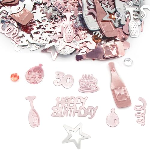 Happy Birthday Konfetti Pink & Silber Party Dekorationen Tischdekor Folie Metallic Glitzer Tisch Streusel Karten Streusel Frauen Geschenke Y3FSRZX (30. Geburtstag) von ALLY-MAGIC