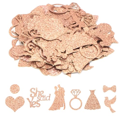 Hochzeitskonfetti, 15 g, Rotgold, "She Said Ya", Konfetti, Glitzer, Tischkonfetti, Streudeko für Hochzeit, Tischdekoration für Brautparty, Verlobung, Valentinstag, Party-Dekoration, Y7HLZX von ALLY-MAGIC