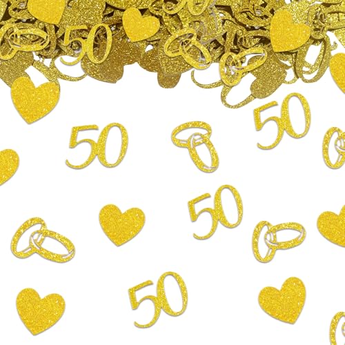 Konfetti zum 50. Hochzeitstag, goldener Herzring, Hochzeitsdekorationen für Geburtstag, Jahrestag, Partyzubehör Y8JSZNZX-50 Konfetti zum 50. Hochzeitstag, goldener Herzring, Hochzeitsdekorationen für Geburtstag, Jahrestag, Partyzubehör Y8JSZNZX-50 von ALLY-MAGIC