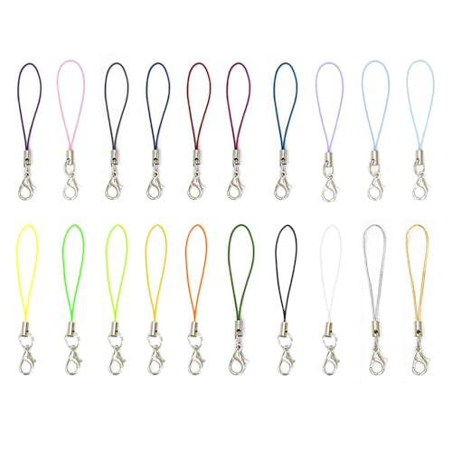 Y8HSKS Verschlussschnüre, kurzes Fingerseil mit Karabinerverschluss für Handyhüllen, Schlüsselanhänger, Schmuckherstellung, 20 Farben Y8HSKS Verschlussschnüre, kurzes Fingerseil mit Karabinerverschluss für Handyhüllen, Schlüsselanhänger, Schmuckherstellung, 20 Farben von ALLY-MAGIC