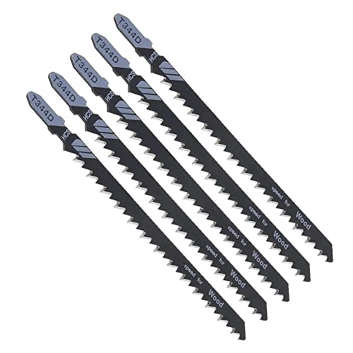 ALLZZY 5-teiliges Stichsägeblatt T344D 130 mm schnell schneidende Stichsägeblätter for Holz- und Kunststoff-Holzbearbeitungswerkzeuge von ALLZZY