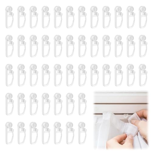 ALLisWE 50 Stück Gardinenhaken für Schienen Universal Gardinen Rollengleiter Weiß Plastik Gardinengleiter mit Faltenhaken für Gardinenstangen mit Innenlauf Vorhanghaken mit Verschliessbarem Haken ALLisWE 50 Stück Gardinenhaken für Schienen Universal Gardinen Rollengleiter Weiß Plastik Gardinengleiter mit Faltenhaken für Gardinenstangen mit Innenlauf Vorhanghaken mit Verschliessbarem Haken von ALLisWE
