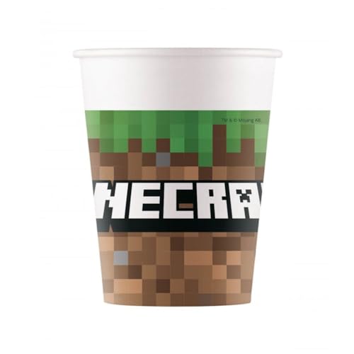 ALMACENESADAN, 5048; 8 Becher aus Pappe, ideal für Partys und Geburtstage der Lizenz Mine Craft – Fassungsvermögen 220 ml, 8 Gläser von ALMACENESADAN