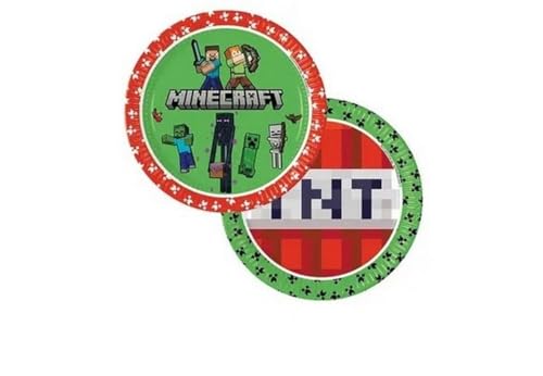 ALMACENESADAN, 5121 Geburtstagsparty, Packung mit 8 Papptellern, 23 cm, Lizenzprodukt (Minecra) von ALMACENESADAN