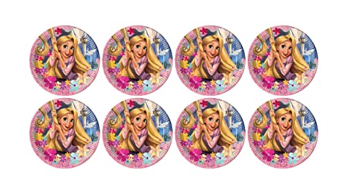 ALMACENESADAN, 5121 Geburtstagsparty, Packung mit 8 Papptellern, 23 cm, Lizenzprodukt (Rapunzel) von ALMACENESADAN