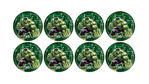 ALMACENESADAN, 5142 Geburtstagsparty, Packung mit 8 Papptellern, 19,5 cm, von der Lizenz (Hulk) von ALMACENESADAN