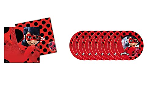 ALMACENESADAN 1100 Party- und Geburtstagspackung Basic Lady Bug, bestehend aus 8 Tellern, 23 cm Pappe und 20 Papierkelten von ALMACENESADAN