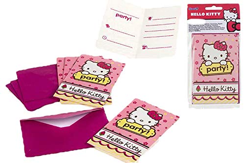 ALMACENESADAN 2370; Packen Sie 12 Einladungen mit Umschlag Hello Kitty; ideal für Partys und Geburtstage; Abmessungen 14x9 cm; offen 14x18 cm von ALMACENESADAN