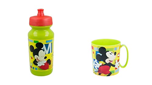 ALMACENESADAN 4687 Disney Mickey Mouse Pack bestehend aus Mikrowelle 350 ml und Wasserflasche 340 ml, wiederverwendbar, BPA-frei von ALMACENESADAN