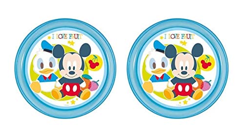 ALMACENESADAN 4734 Disney Mickey Mouse, bestehend aus 2 wiederverwendbaren Tellern für Geburtstag, Snacks oder den täglichen Gebrauch, Durchmesser 18,5 cm, wiederverwendbar, BPA-frei von ALMACENESADAN