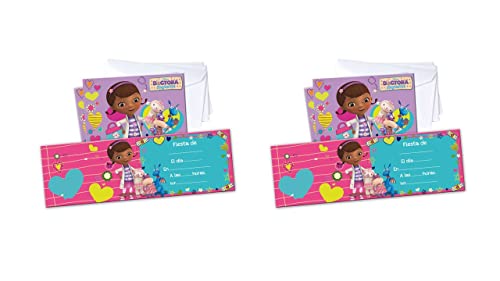 ALMACENESADAN 4742, Disney Doctor Jugutes, Doc McStuffins; bestehend aus 12 Einladungen mit Umschlag, ideal für Partys und Geburtstage. von ALMACENESADAN