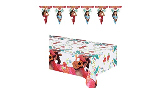 ALMACENESADAN 8435510347451 4745 Party-Set Disney Elena von Avalor, bestehend aus Tischdecke 120 x 180 cm und linear 9 Wimpeln von ca. 2,40 m, ideal für Partys und Geburtstage von ALMACENESADAN