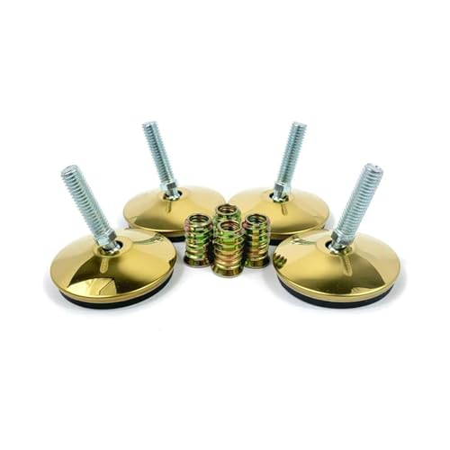 ALMLNLL Möbelbeine, 4 Stück drehbare Möbelbein-Nivellierfüße – verstellbare Nivellierfüße, Gleiter for Tische, Stühle, Schränke, Werkbänke, Regale, 2,36 x 1,75 Zoll, Gold von ALMLNLL