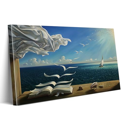 ALMLZL Salvador Dali Wellenbuch auf Leinwand, Wandkunst, Surrealismus, Kunstdrucke, berühmtes Ölgemälde, Reproduktion, abstraktes Segelboot-Poster, Wohnzimmer, Schlafzimmer, blaue Wanddekoration, ALMLZL Salvador Dali Wellenbuch auf Leinwand, Wandkunst, Surrealismus, Kunstdrucke, berühmtes Ölgemälde, Reproduktion, abstraktes Segelboot-Poster, Wohnzimmer, Schlafzimmer, blaue Wanddekoration, von ALMLZL