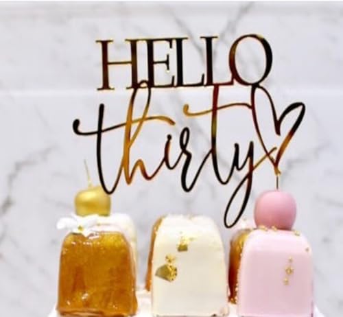 Hello Thirty Cake Topper, Happy 30th Birthday Party Decorations, Gold Mirror Acrylic Happy Birthday Cake Sign Decorations Hello Thirty Cake Topper, Happy 30th Birthday Party Decorations, Gold Mirror Acrylic Happy Birthday Cake Sign Decorations von ALNGFUIK