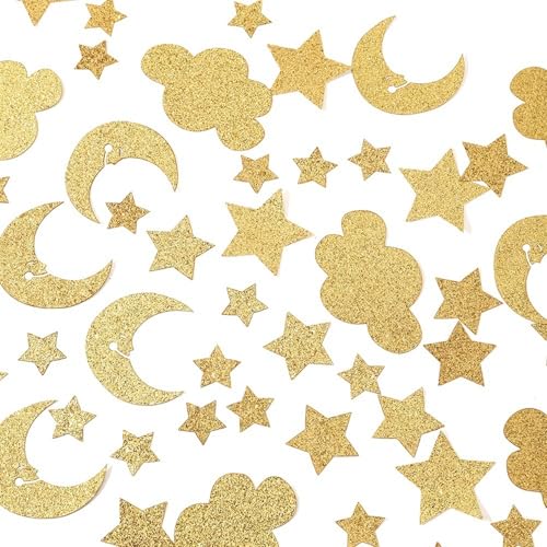Tischkonfetti, Mond-Stern-Wolken-Motiv, glitzernd, kleiner Stern, himmlische Party-Konfetti für Babypartys, Hochzeiten, Geburtstage, Partys, 100 Stück Tischkonfetti, Mond-Stern-Wolken-Motiv, glitzernd, kleiner Stern, himmlische Party-Konfetti für Babypartys, Hochzeiten, Geburtstage, Partys, 100 Stück von ALNGFUIK