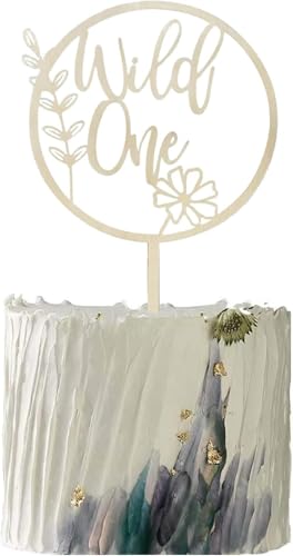Wild One Tortenaufsatz – Holz-Kuchenaufsatz zum 1. Geburtstag, florale Wildblumen-Geburtstagskuchenschild für Babyparty/Geschlechtsoffenbarung Wild One Tortenaufsatz – Holz-Kuchenaufsatz zum 1. Geburtstag, florale Wildblumen-Geburtstagskuchenschild für Babyparty/Geschlechtsoffenbarung von ALNGFUIK