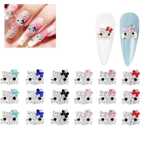 18Pcs Nail Art Charms kitty Legierung Kitty Nägel , Glänzende Kawaii Nagel Strass, Silber Schmuck Kit Nagel Dekorationen, Cartoon Nagel für Haarclips, Kühlschrank Magnete 18Pcs Nail Art Charms kitty Legierung Kitty Nägel , Glänzende Kawaii Nagel Strass, Silber Schmuck Kit Nagel Dekorationen, Cartoon Nagel für Haarclips, Kühlschrank Magnete von ALOCIAM