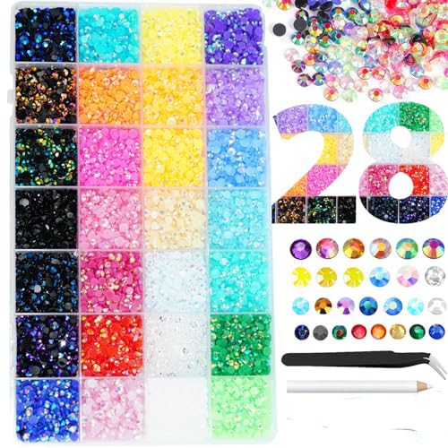 22000pcs Harz Strass für die Herstellung, Gelee AB Bulk gemischte 3mm 4mm 5mm Flatback Roud Perlen, Nicht-Hotfix SS10 SS16 SS20 Edelsteine für DIY Crafting, Nägel, Make-up Dekoration von ALOCIAM