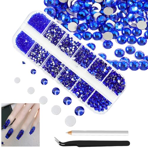 4200Stk Tiefblau Nagel Strasssteine, SS6-SS200 Dunkelblau Nagel Strasssteine, runde flache Rückseite K9 Glas funkelnde Nagel Edelstein Nail Art Charms 4200Stk Tiefblau Nagel Strasssteine, SS6-SS200 Dunkelblau Nagel Strasssteine, runde flache Rückseite K9 Glas funkelnde Nagel Edelstein Nail Art Charms von ALOCIAM
