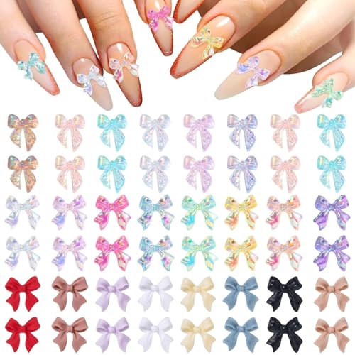 300Stk Aurora schmetterling perlen Bogen Nagel Charme 3D schmetterling nägel Charme Bunte Bowknot für Acrylnägel Nette Schmetterling Harz Nagel Strass Glitter Valentine Zubehör für Nail Art Handwerk von ALOCIAM